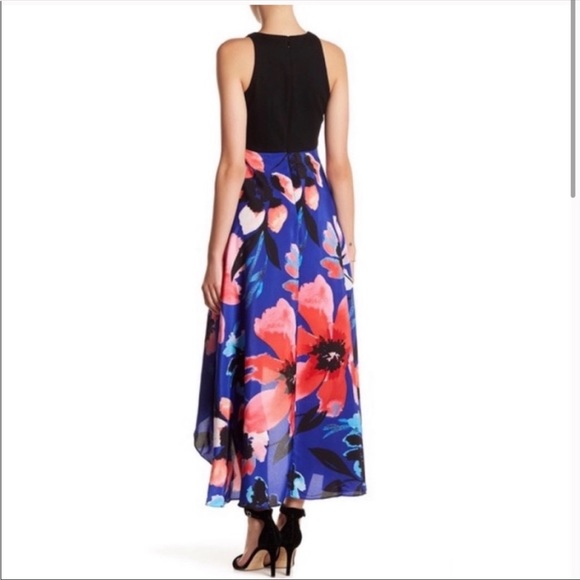 Vince Camuto High/Low Sleeveless Dress Black and  Floral Contrast Size 2 - Picture 2 of 8